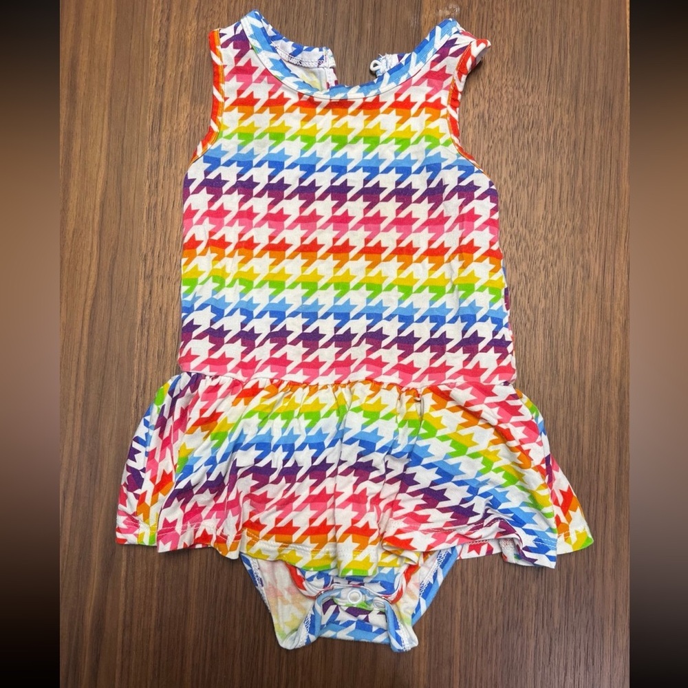 Colorful Houndstooth Bums & Roses Twirl Dress
